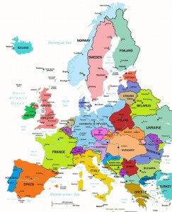 map of Europe, redrawn for the alternative history of "The Upsilon Knot"